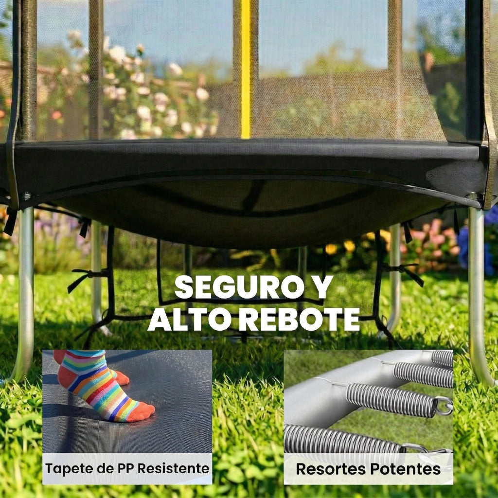 Trampolino Esterno con Rete di Sicurezza e Scala ¨C Zephmum ¨C Nero ?183 cm