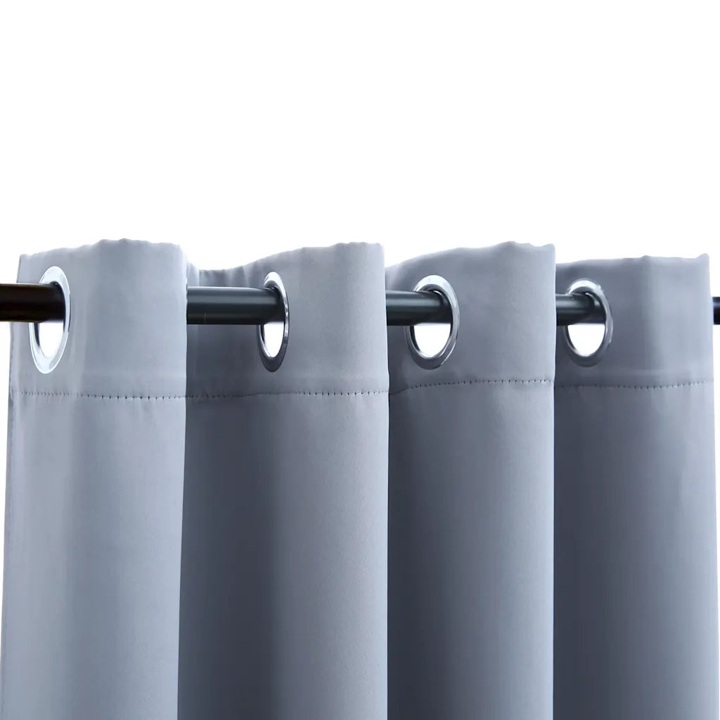 Tende Oscuranti | Tende Blackout con Anelli in Metallo 2 pz Grigie 140x245 cm