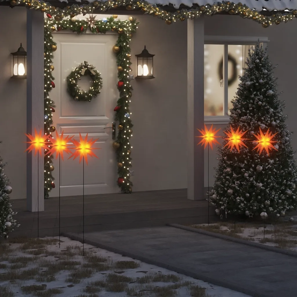 Luci di Natale con Picchi e LED 3 pz Pieghevoli Rosse 35 cm CFW9496033
