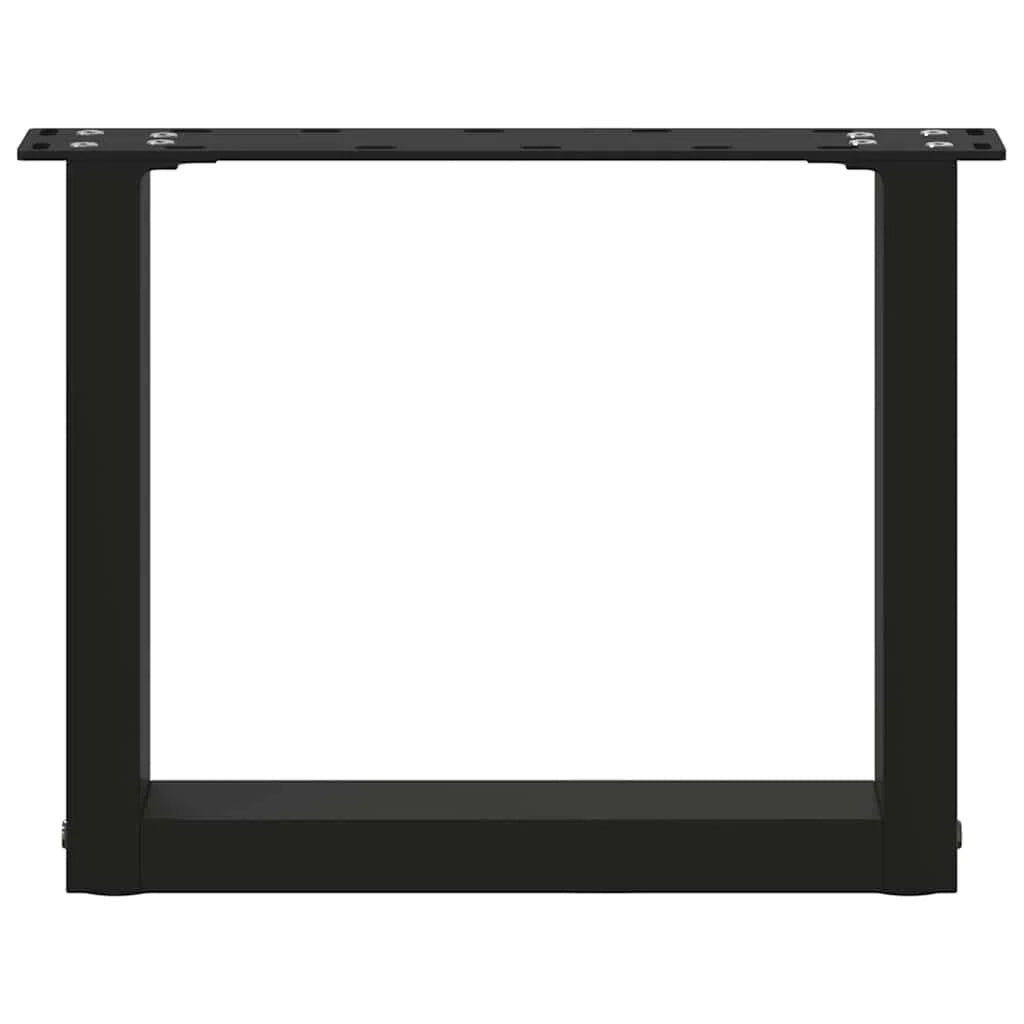 Set di 2 gambe per tavolino da caffè a forma di U 40 x 30 cm con piedini regolabili stile moderno acciaio nero 02_0057372