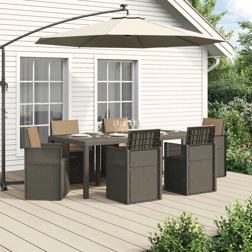 Set da Pranzo per Giardino 7 pcs Grigio chiaro e Tortora PP