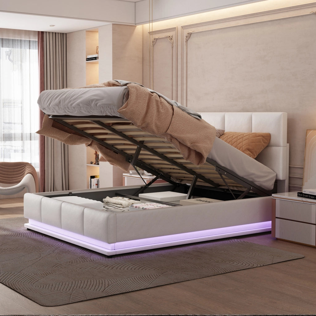 letto imbottito ecopelle bianco 140 x 200 cm