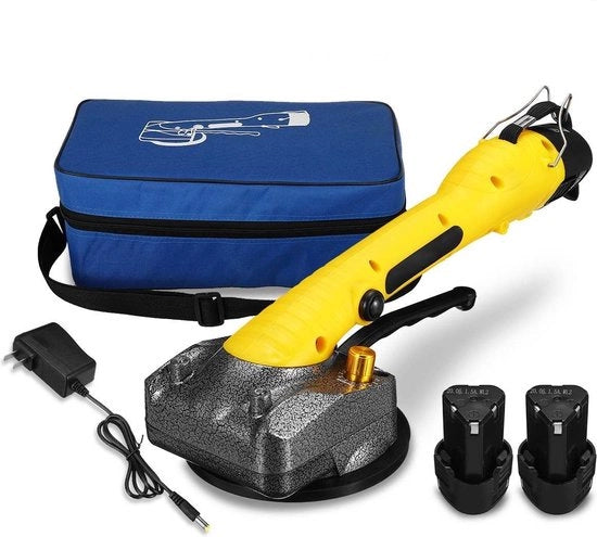 Zuignap elettrico per tegoli 2000W - Zuignap per tegoli - Portatile per tegoli - Porta vetro - 12000 giri/min - Con 2 batterie - Giallo
