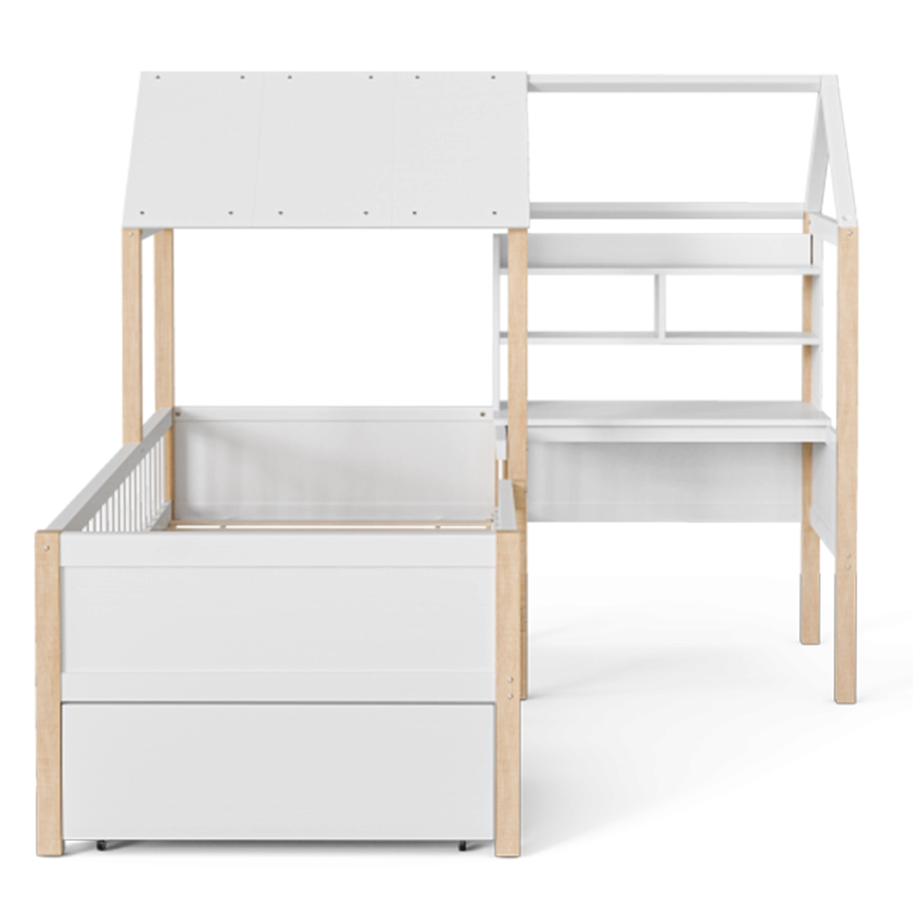 Letto bambino 90x200cm?- Xylo - scrivania L cassetti bianco