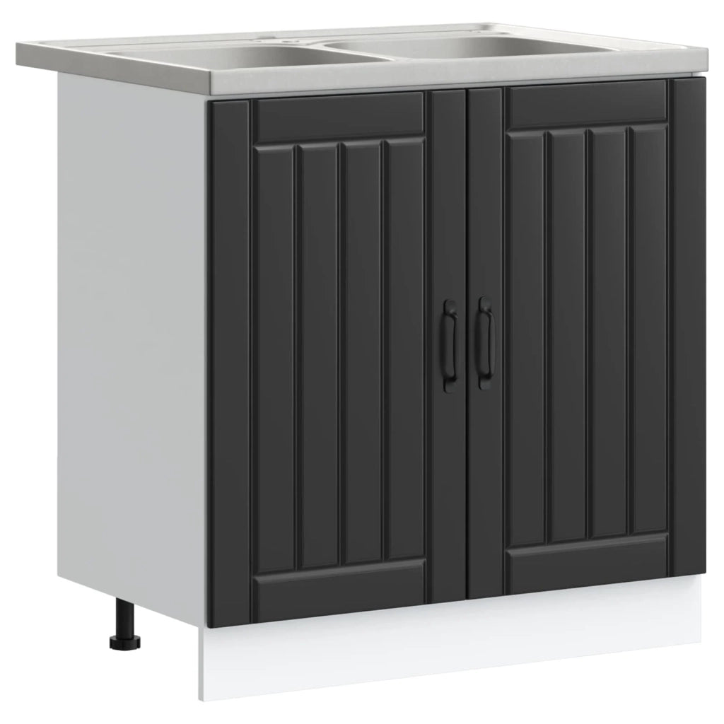 Mobiletto per lavabo Lucca 2 pcs Nero Legno multistrato 3315012