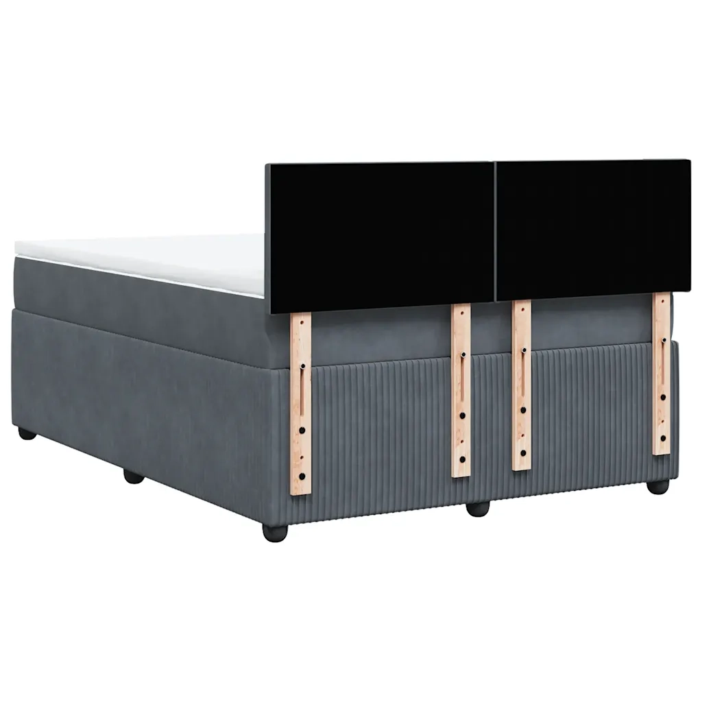 Giroletto a Molle con Materasso Grigio Scuro 160x200 cm Velluto
