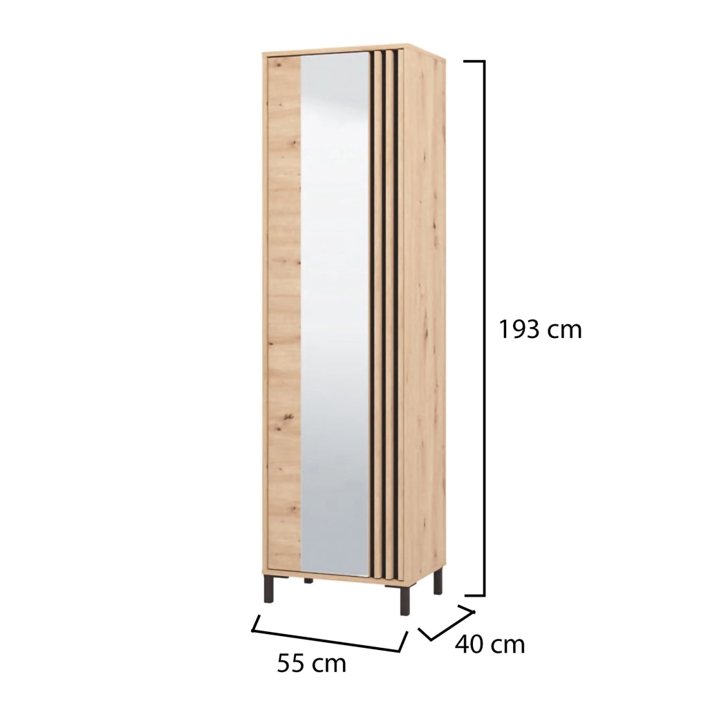 Apia, Mobile da Ingresso Specchio Incluso, 193x55x40h cm Marrone Rovere Nodi