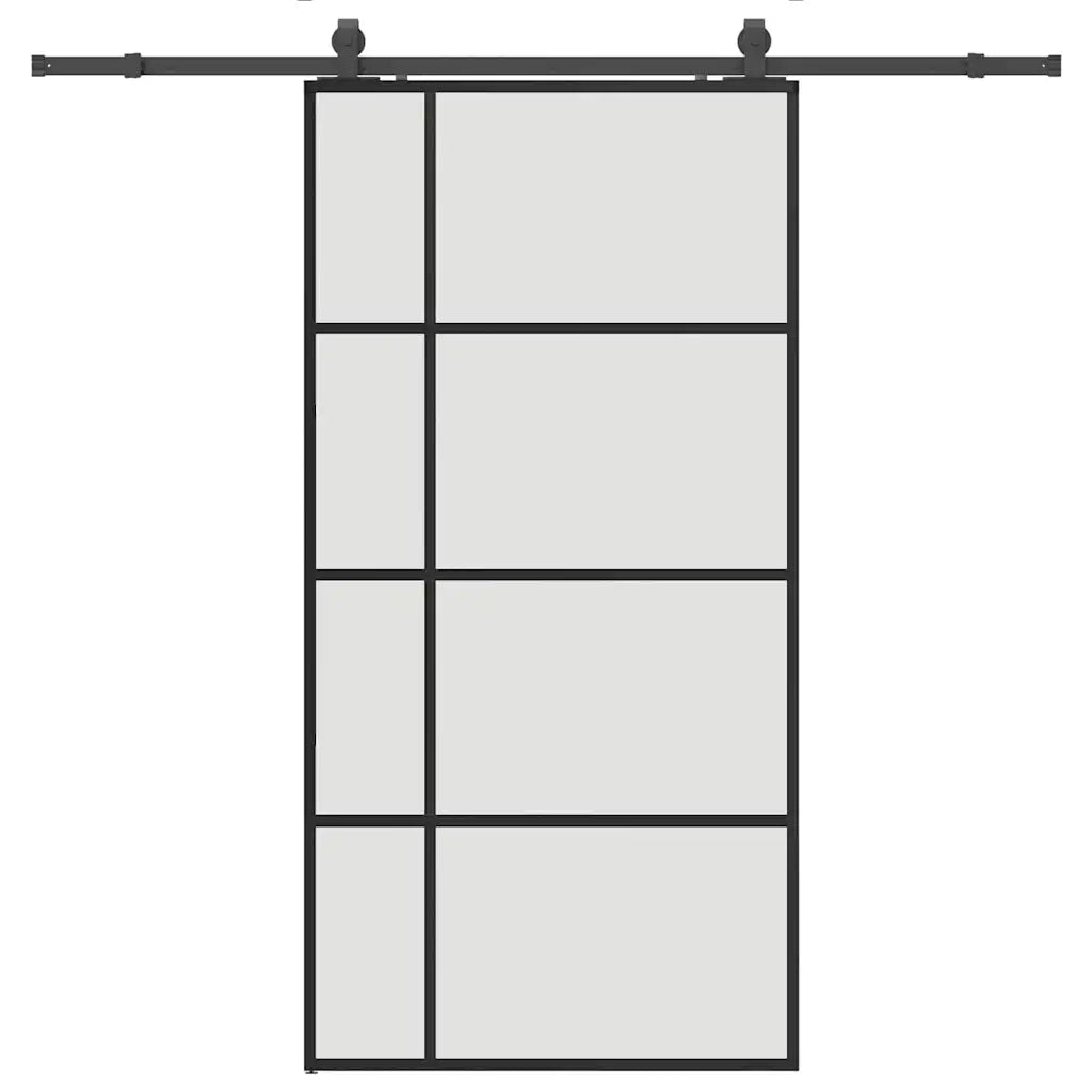Porta Scorrevole con Ferramenta Nera 102,5x205 cm in Vetro ESG