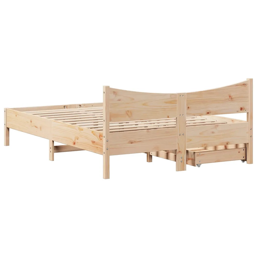 Giroletto con Cassetti-Struttura Letto con contenitore 150x200 cm in Legno Massello di Pino 104265