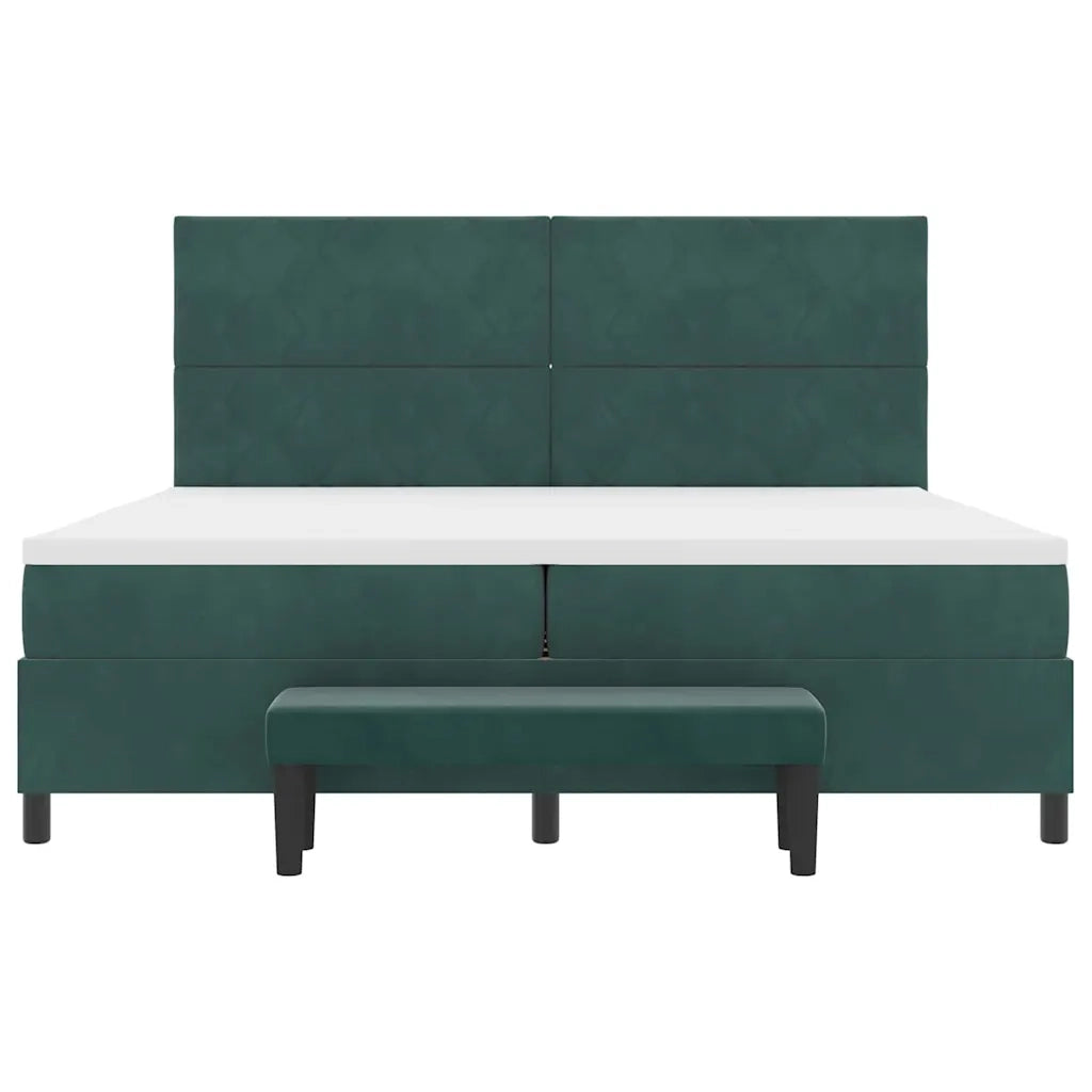Letto a molle con materasso Verde Scuro 200 x 200 cm Velluto 3344603