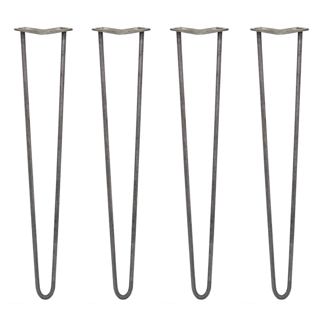 4 Gambe per Tavolo a Forcina SkiSki Legs 71cm Acciaio Naturale 2 Rebbi 12mm