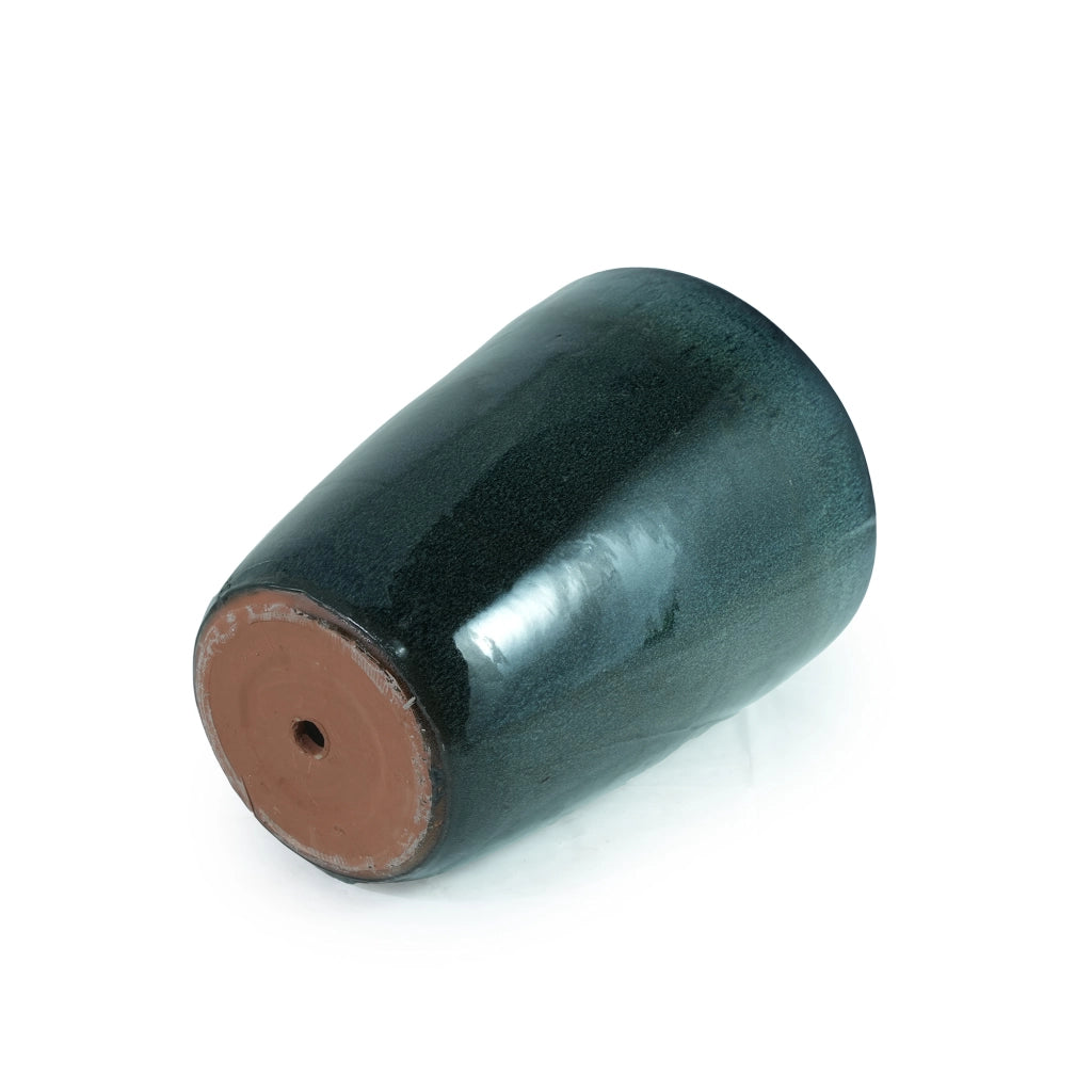 Vaso in ceramica smaltata verde muschio Ø38,5 cm H49,5 cm con fori di drenaggio