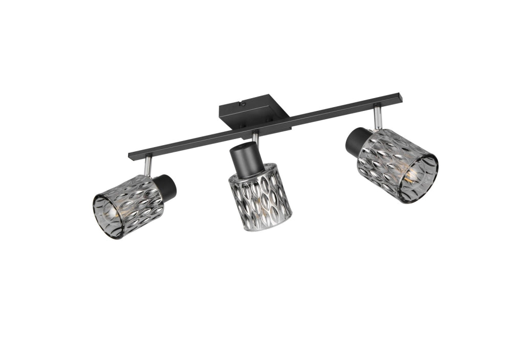 Faretto da soffitto 3xE27 nero vetro fumé JACK RL