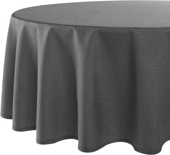 Tavolo con tovaglia moderna con protezione contro macchie per l'intero anno, antracite, 140 cm di diametro
