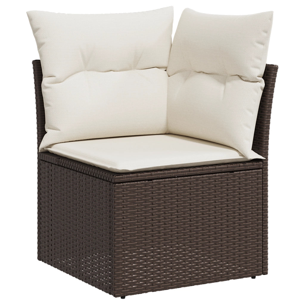 Set di divani da giardino da 5 pezzi con cuscini in polirattan grigio