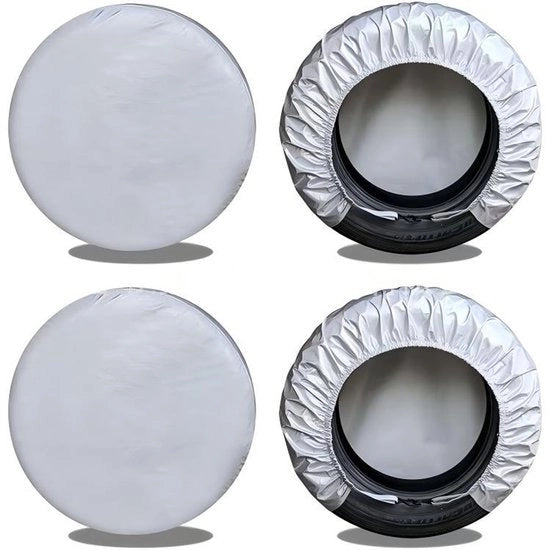 Set di protezione per pneumatici da ricambio, acqua e polvere resistente, adatto per pneumatici di camper, caravane e motorhome, protezione anticorrosione in argento, compatibile con pneumatici di diametro 76-81 cm * larghezza 34 cm.