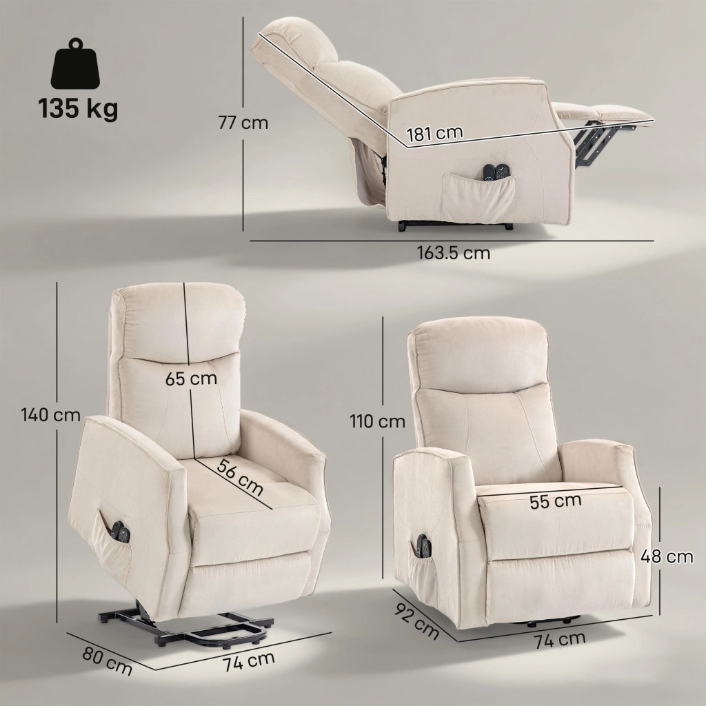 Poltrona Elettrica Alzapersona Poltrona Relax Massaggiante, Beige