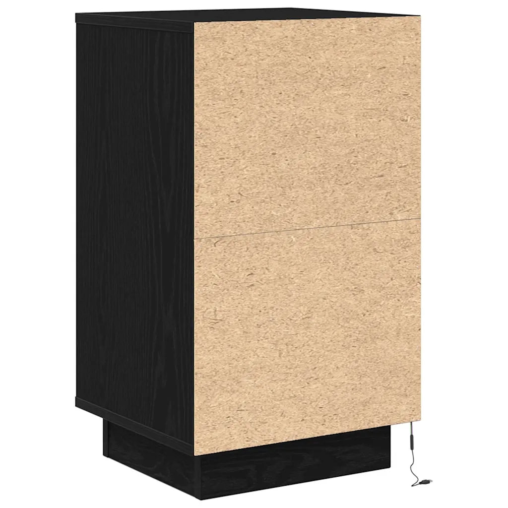 Comodino con Luci LED-Tavolino da notte Nero 38x34x65 cm
