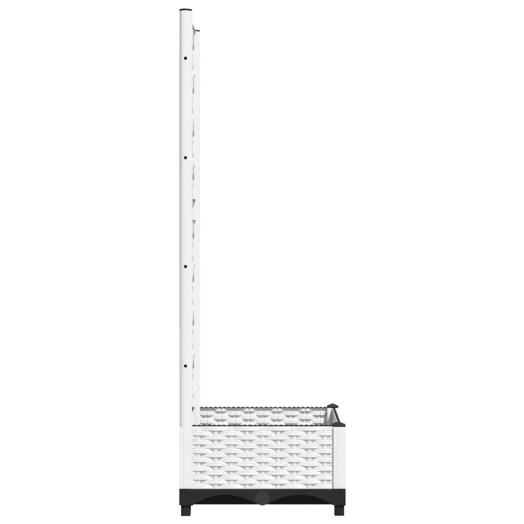 Fioriera | Cassetta per fiori | Vaso da Giardino con Graticcio Bianco 40x40x121,5 cm PP
