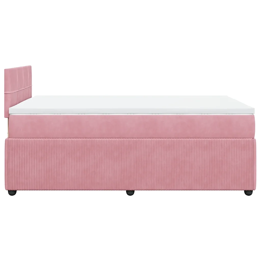 Giroletto a Molle con Materasso Rosa 120x200 cm in Velluto