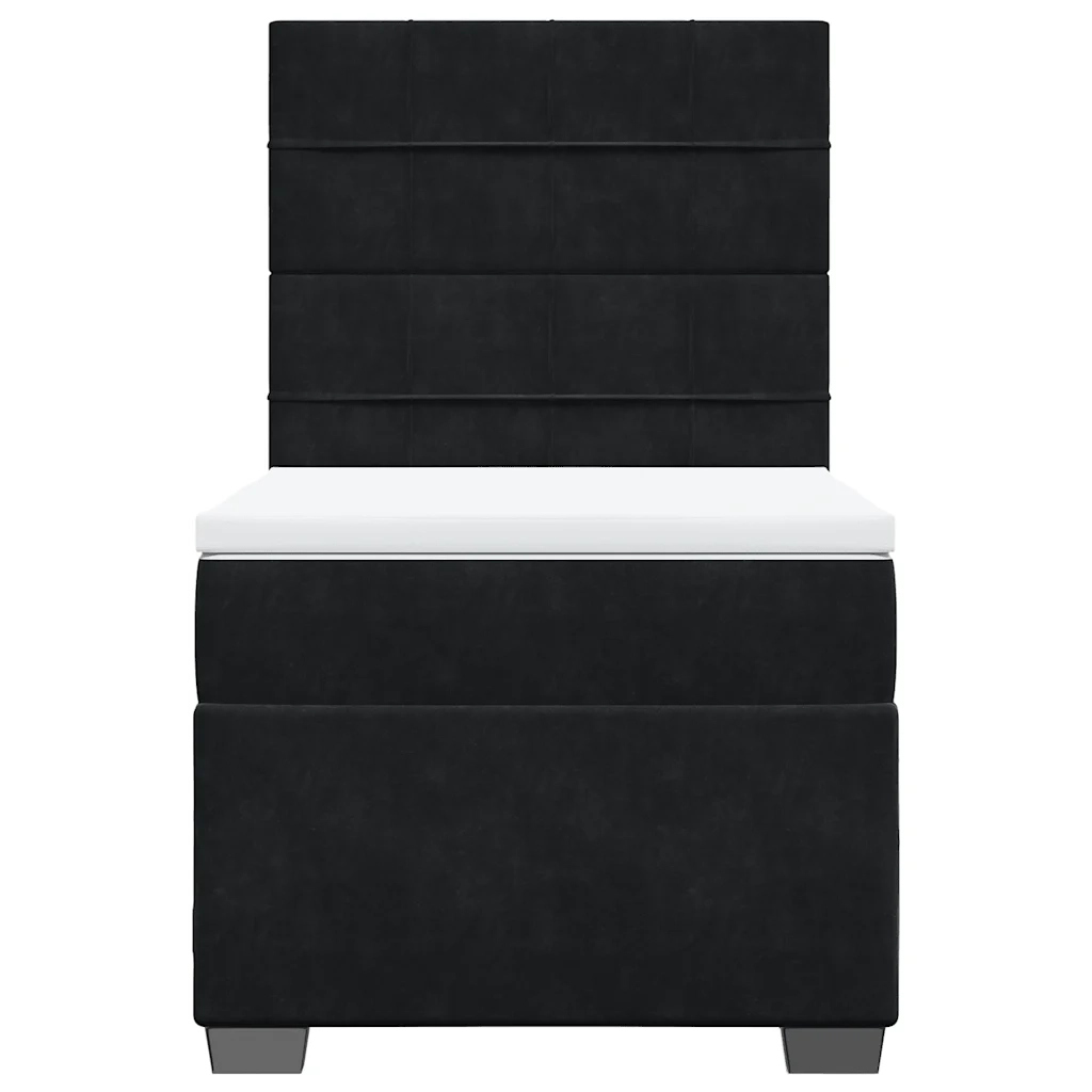 Giroletto a Molle con Materasso Nero 80x200 cm in Velluto 3293064