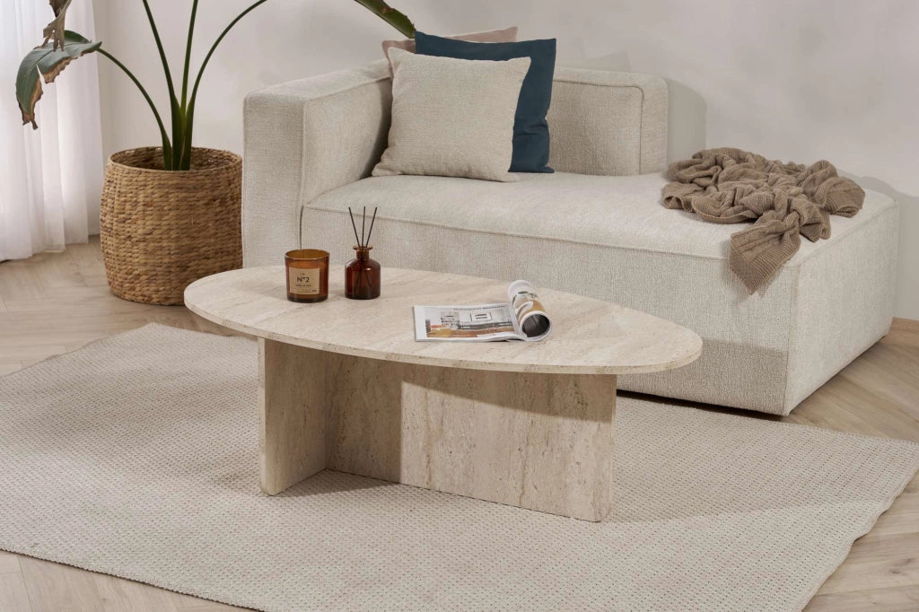 Tavolino in legno "Orba" - 120 x 65 x 40 cm - Travertino