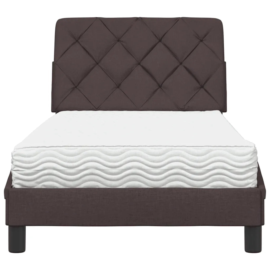 Letto con Materasso Marrone Scuro 90x200 cm in Tessuto 3310716