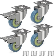Set di 4 ruote per mobili, 50 mm, ruote pesanti fino a 50 kg per ruota, 2 ruote con freno, ruote inclinabili per interni, ruote inclinabili stabili, ruote per trasporto con righe.