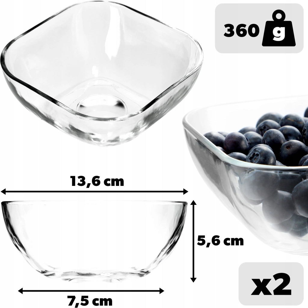 Ciotole in vetro KADAX per insalata, snack, insalata e frutta, 13,5 cm, set da 2