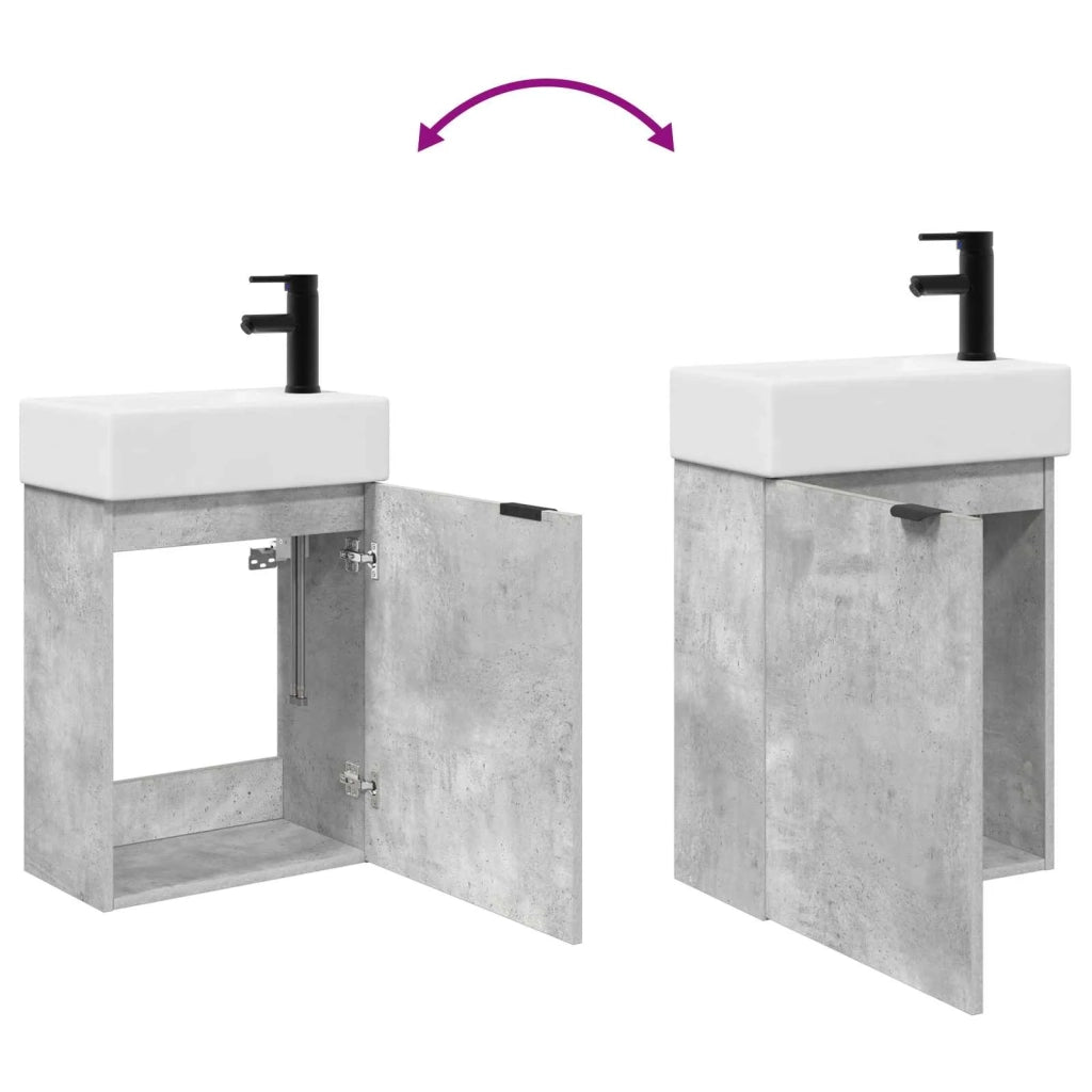 Mobile bagno con rubinetto Grigio Cemento 45,5 x 22,5 x 84 cm 889436