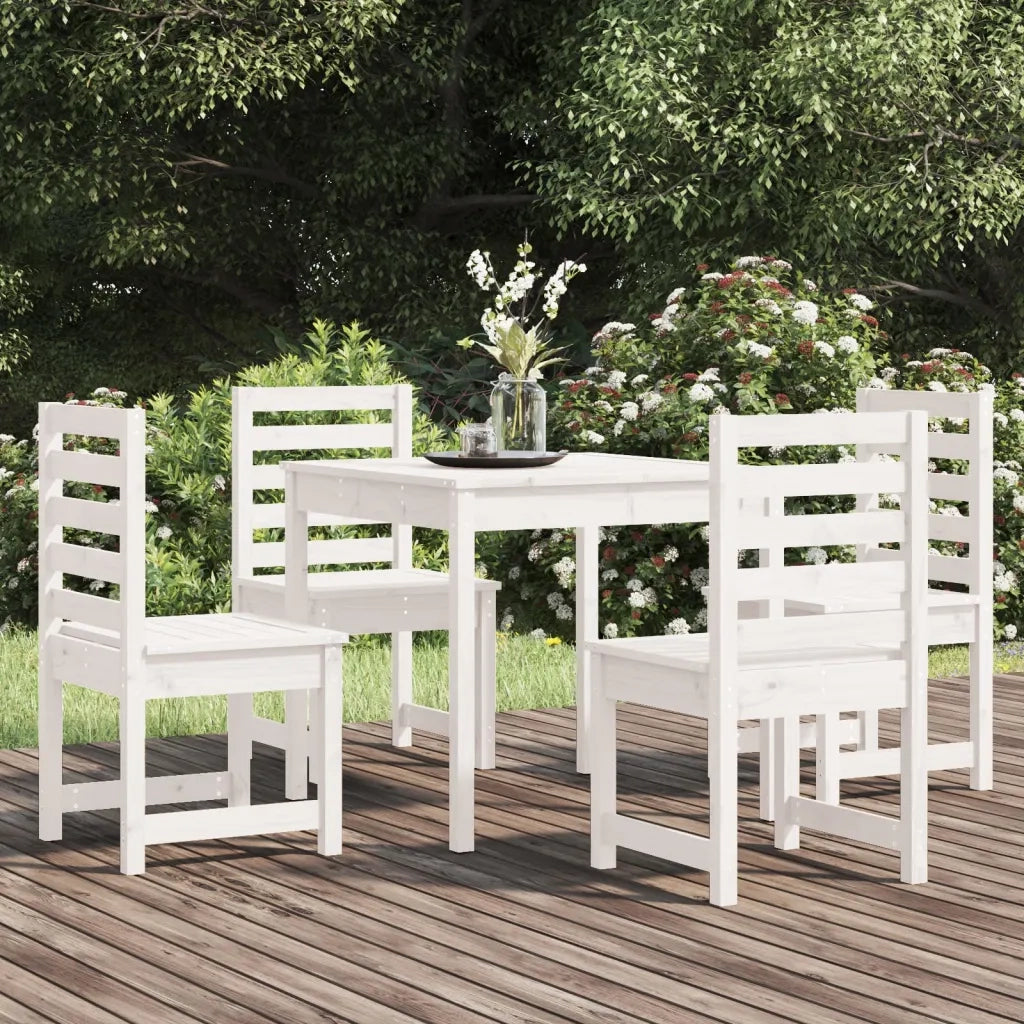 Set da Pranzo per Giardino 5pz Bianco in Legno Massello di Pino 3154678