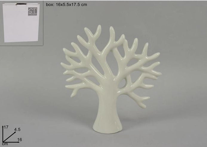 Decorazione Casa Albero della Vita in Ceramica Bianco 17 cm
