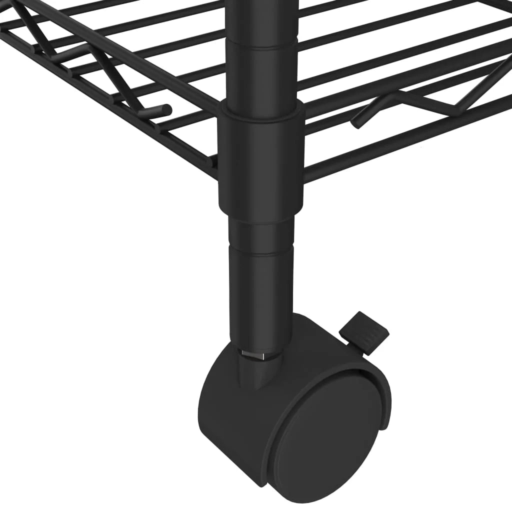 Scaffale portaoggetti a 5 ripiani con ruote 75 x 35 x 155 cm 250 kg nero 02_0045700