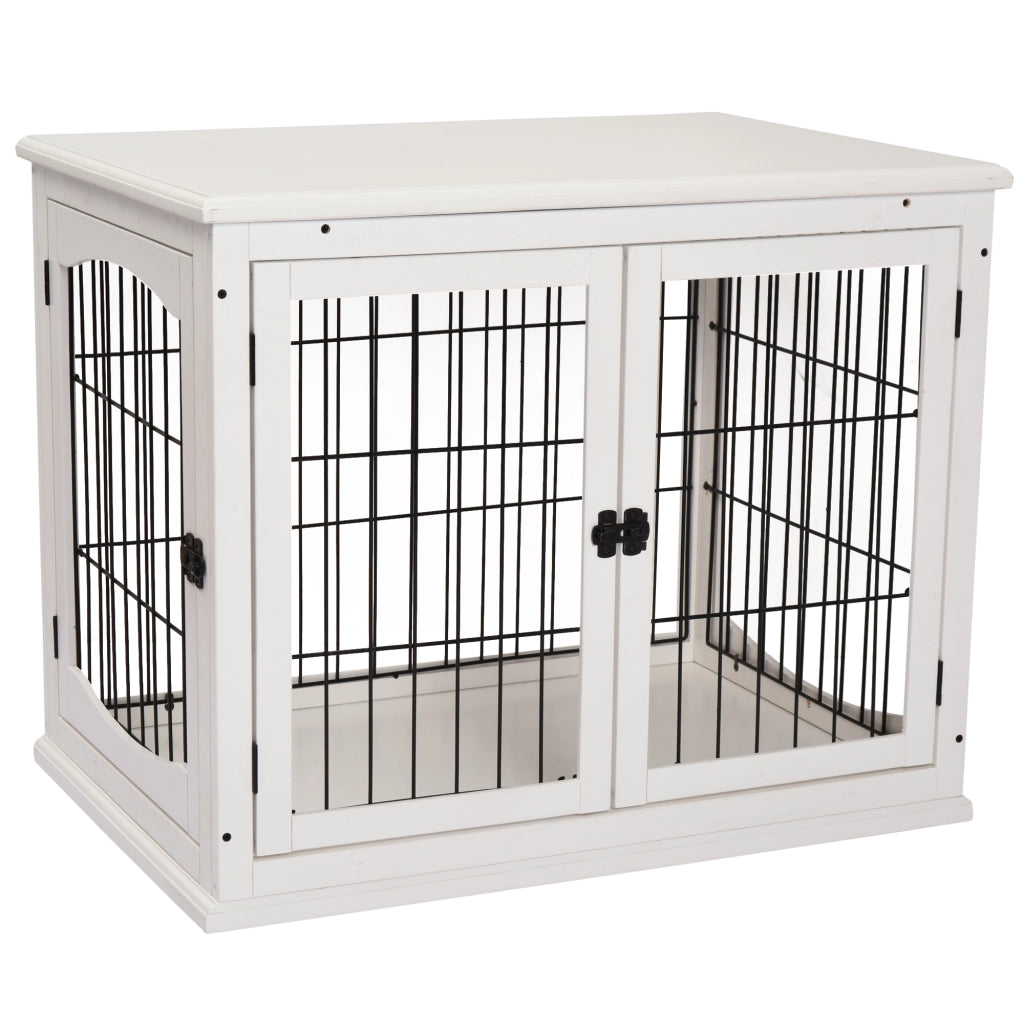 Casetta per cani con ante ¨C zephmum ¨C 58.5x81x66 cm, bianco, MDF