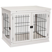 Casetta per cani con ante ¨C zephmum ¨C 58.5x81x66 cm, bianco, MDF