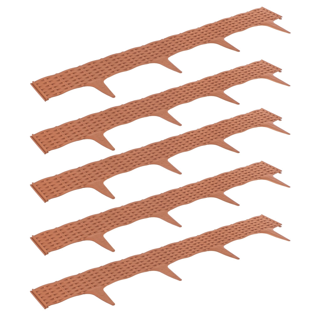 Bordura per prato KADAX, recinzione a palizzata per vialetto, terracotta, 390 cm, 5 pezzi