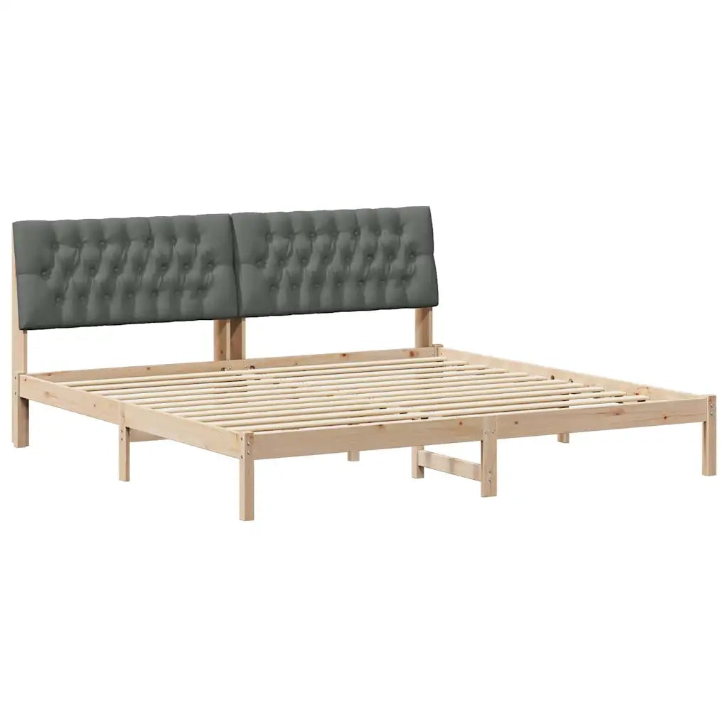 Letto con Testiera Rivestita con testiera Marrone 200 x 200 cm 3394379