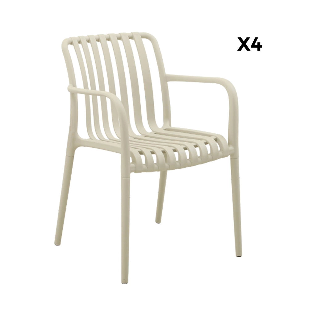 Set 4 poltrone da giardino in plastica, beige