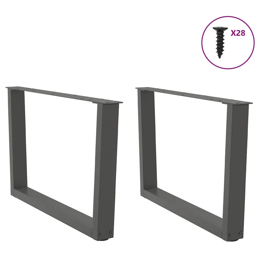 Set di 2 gambe regolabili per tavolino da caffè a forma di V 70 x 42 x 43 cm design moderno acciaio antracite 02_0056926
