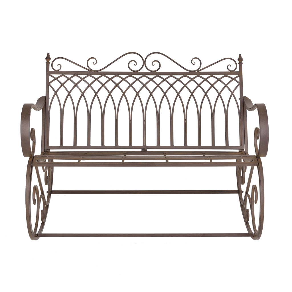 Panca a Dondolo Greenough da Giardino Vintage in Metallo 85 x 113 x 95 cm - Marrone [en.casa]