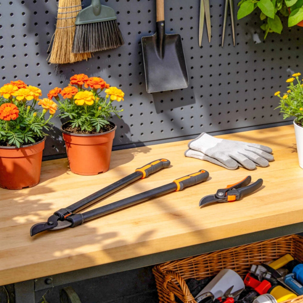 Set da Giardinaggio 2 Pezzi con Troncarami e Cesoie, con Impugnatura Morbida e Blocco di Sicurezza