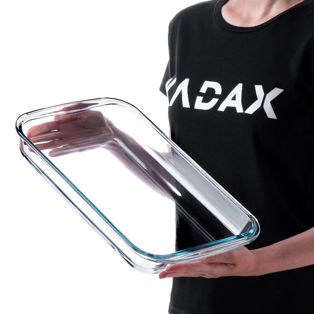 Teglia da forno rettangolare in vetro KADAX con coperchio, 2x3 litri, 39x23 cm