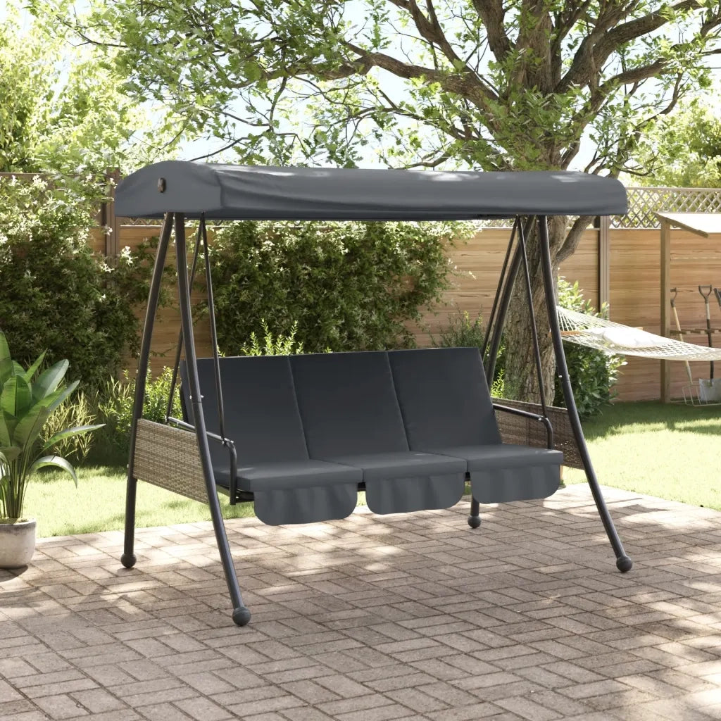 Panca Dondolo Giardino Tettoia Regolabile Grigio Scuro Acciaio CFW8610301