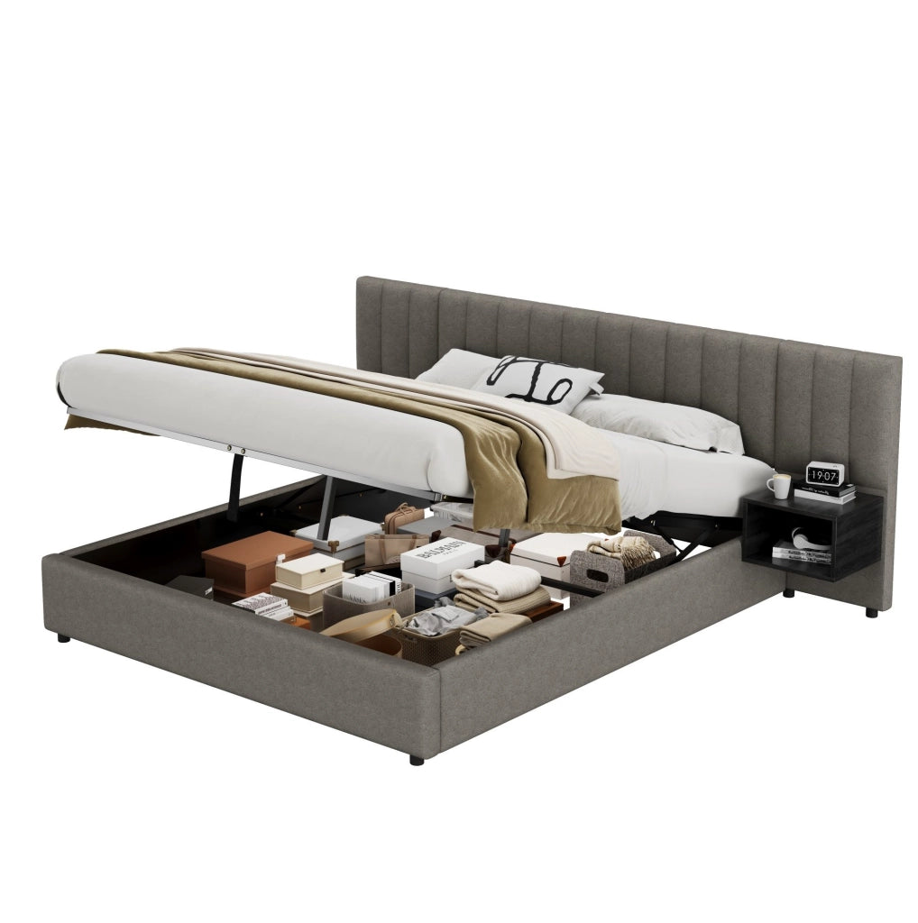 Letto imbottito 180x200 cm con contenitore e 2 comodini