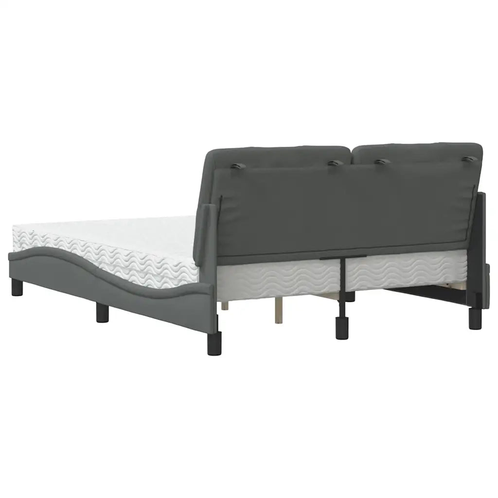 Letto con Materasso Grigio Scuro 140x200cm Tessuto 3310742