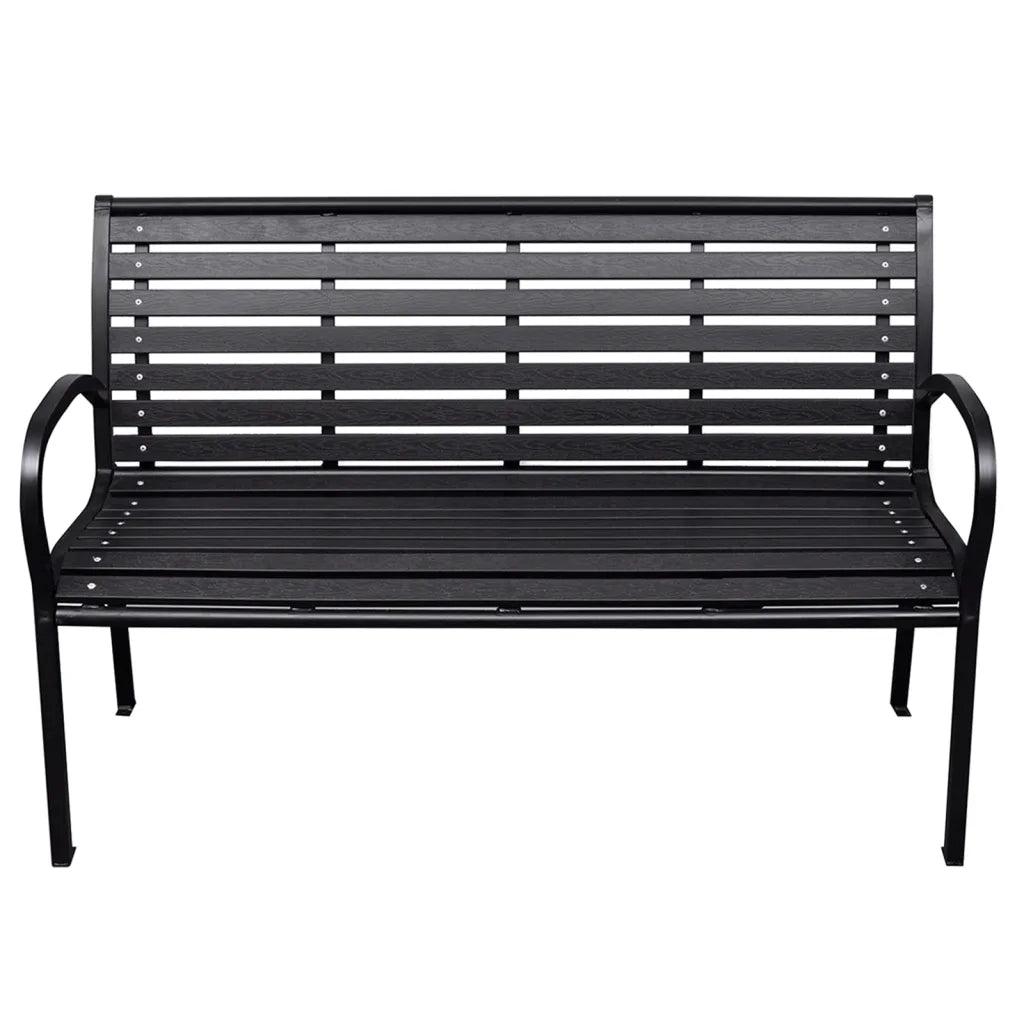 Panca da Giardino Nera 116 cm Acciaio e WPC 319578