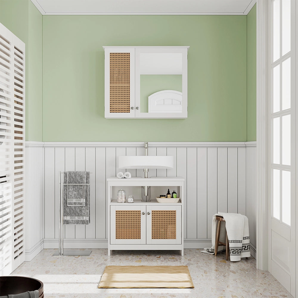 Vicco Mobile sottolavabo per bagno Bianco 60 x 60 cm con 2 ante e vano a giorno