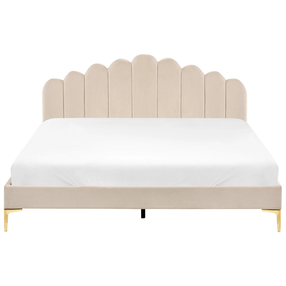 Letto matrimoniale 180 x 200 cm velluto Gambe in metallo beige con testiera e base a doghe