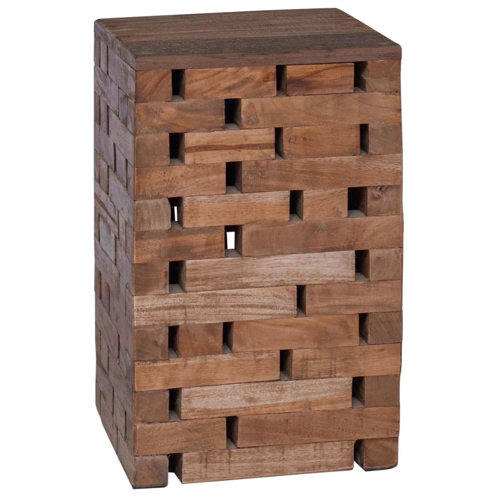 Pouf Naturale 29 x 29 x 48 cm Legno massello di recupero