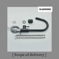 JANA | Rubinetto da cucina estraibile Premium in acciaio inox nero opaco miscelatore arco alto |gastronomia alta pressione ruotabile a 360° 2 attacchi